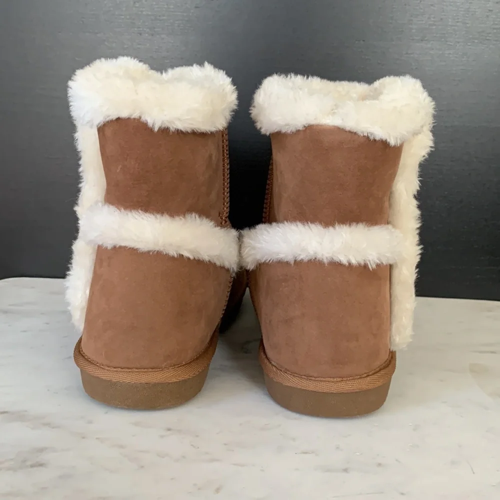 Sugar Poppy Cognac Faux Suede Ankle Boots